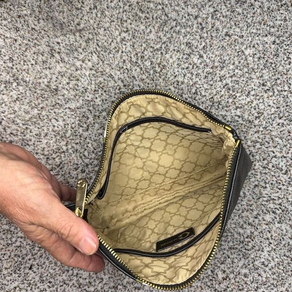 C. Wonder Women's Black Striped Clutch Purse with Gold Zipper - Picture 2 of 8